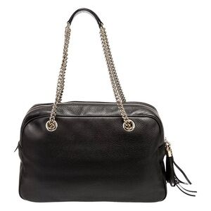Gucci Black Leather Chain Shoulder Bag